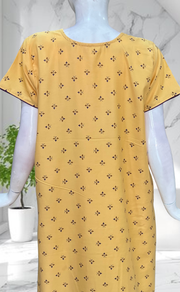 Cream Tiny Floral Soft Cotton Nighty. Soft Breathable Fabric | Laces and Frills