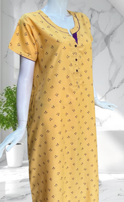 Cream Tiny Floral Soft Cotton Nighty. Soft Breathable Fabric | Laces and Frills