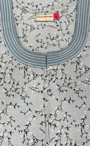 Grey Floral Soft Cotton Nighty. Soft Breathable Fabric | Laces and Frills