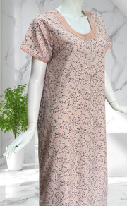 Light Pink Floral Soft Cotton Nighty. Soft Breathable Fabric | Laces and Frills