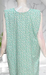 Green Tiny Flora Sleeveless Pure Cotton Nighty. Pure Durable Cotton | Laces and Frills - Laces and Frills
