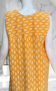 Yellow Flora Sleeveless Pure Cotton Nighty. Pure Durable Cotton | Laces and Frills - Laces and Frills