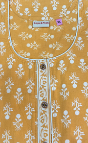 Yellow Flora Sleeveless Pure Cotton Nighty. Pure Durable Cotton | Laces and Frills - Laces and Frills