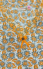 Yellow Garden Sleeveless Pure Cotton Nighty. Pure Durable Cotton | Laces and Frills - Laces and Frills
