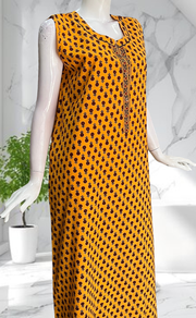 Yellow Tiny Flora Sleeveless Pure Cotton Nighty. Pure Durable Cotton | Laces and Frills - Laces and Frills