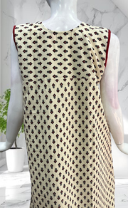 Off White Tiny Flora Sleeveless Pure Cotton Nighty. Pure Durable Cotton | Laces and Frills - Laces and Frills