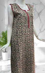 Off White Garden Sleeveless Pure Cotton Nighty. Pure Durable Cotton | Laces and Frills - Laces and Frills
