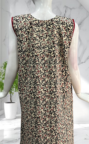 Off White Garden Sleeveless Pure Cotton Nighty. Pure Durable Cotton | Laces and Frills - Laces and Frills