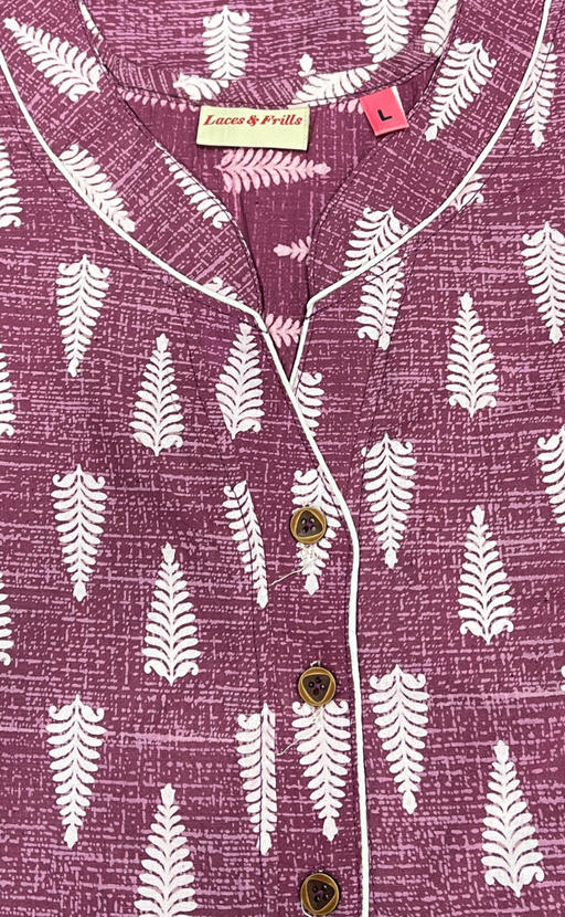 Pink Leafy Sleeveless Pure Cotton Nighty. Pure Durable Cotton | Laces and Frills - Laces and Frills