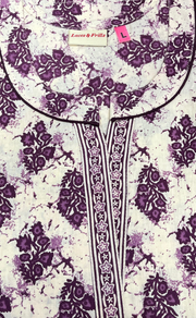 Violet Garden Sleeveless Pure Cotton Nighty. Pure Durable Cotton | Laces and Frills - Laces and Frills