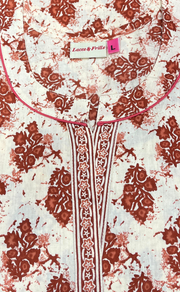 Rust Maroon Garden Sleeveless Pure Cotton Nighty. Pure Durable Cotton | Laces and Frills - Laces and Frills