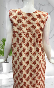 Rust Maroon Garden Sleeveless Pure Cotton Nighty. Pure Durable Cotton | Laces and Frills - Laces and Frills