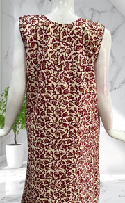 Maroon Garden Sleeveless Pure Cotton Nighty. Pure Durable Cotton | Laces and Frills - Laces and Frills