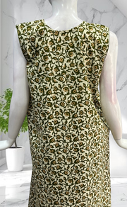 Green Garden Sleeveless Pure Cotton Nighty. Pure Durable Cotton | Laces and Frills - Laces and Frills