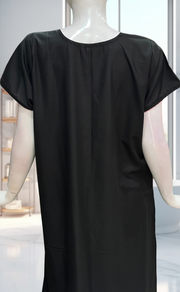 Black Parsi Embroidery Soft Cotton Nighty. Soft Breathable Fabric | Laces and Frills - Laces and Frills