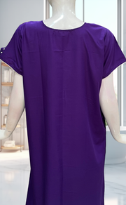 Violet Parsi Embroidery Soft Cotton Nighty. Soft Breathable Fabric | Laces and Frills - Laces and Frills