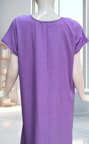 Lavender Parsi Embroidery Soft Cotton Nighty. Soft Breathable Fabric | Laces and Frills - Laces and Frills
