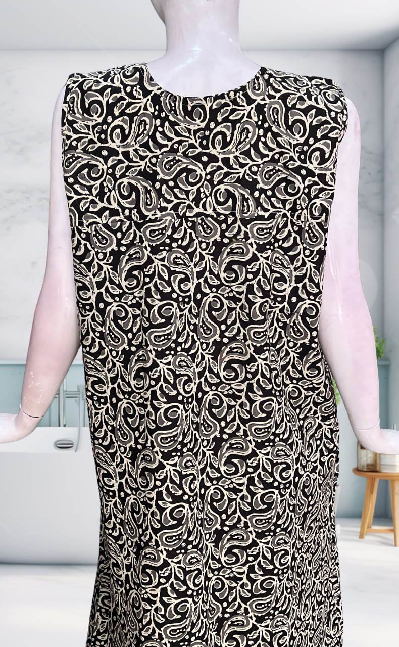 Black Garden Sleeveless Pure Cotton Nighty. Pure Durable Cotton | Laces and Frills