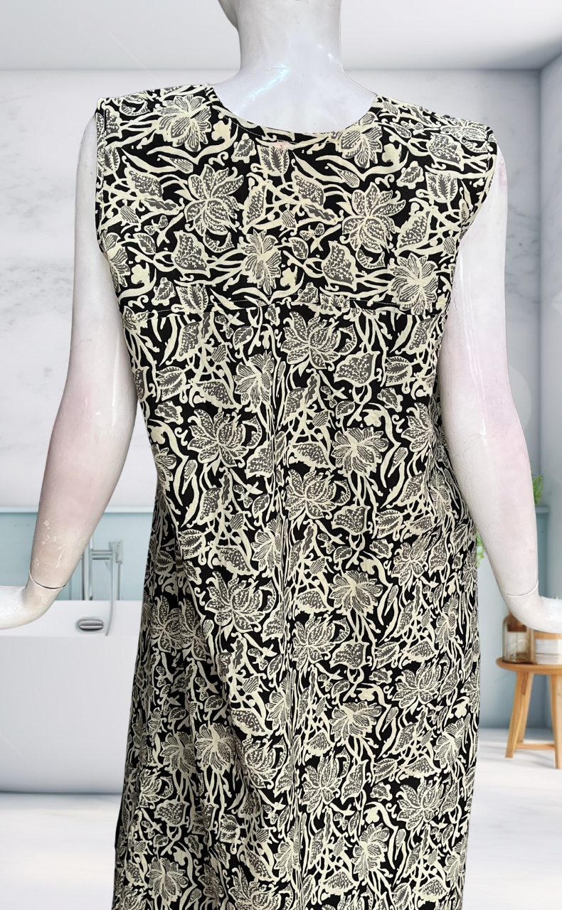 Black Garden Sleeveless Pure Cotton Nighty. Pure Durable Cotton | Laces and Frills