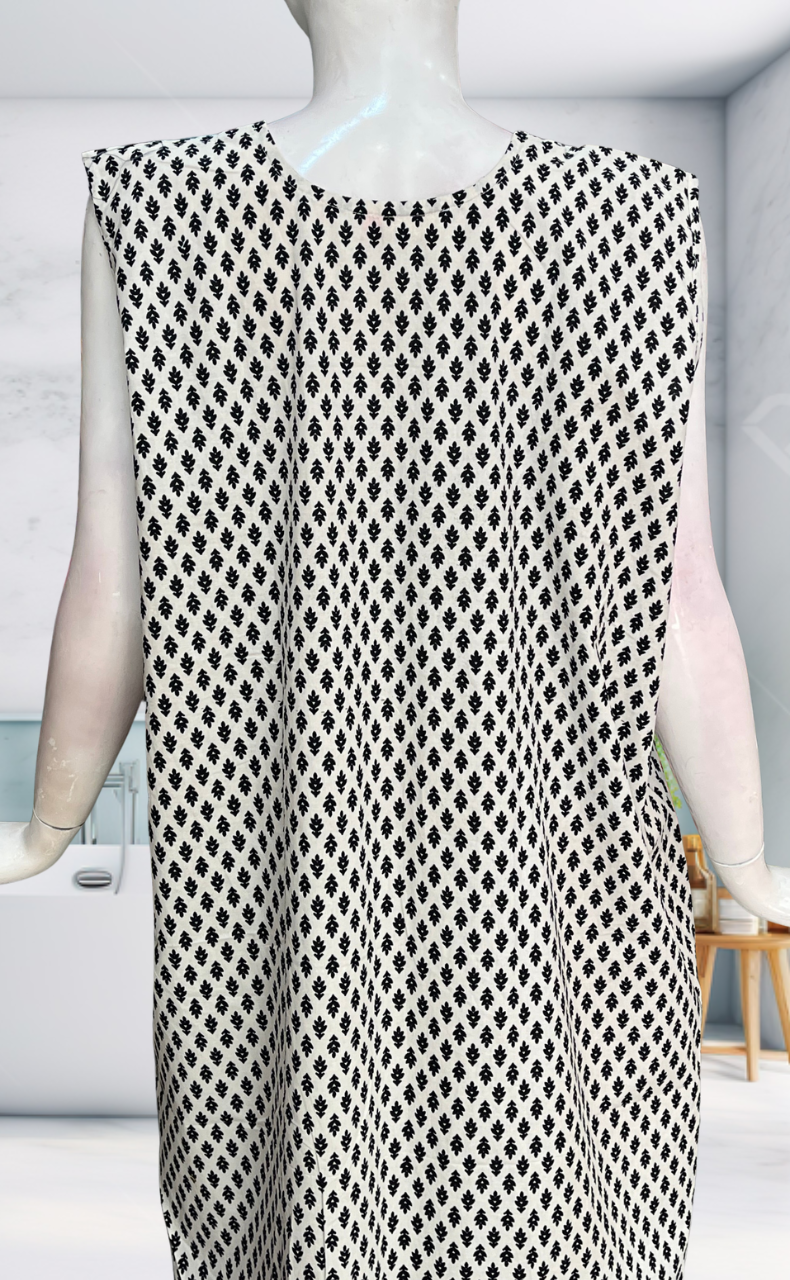 White Flora Sleeveless Pure Cotton Nighty. Pure Durable Cotton | Laces and Frills