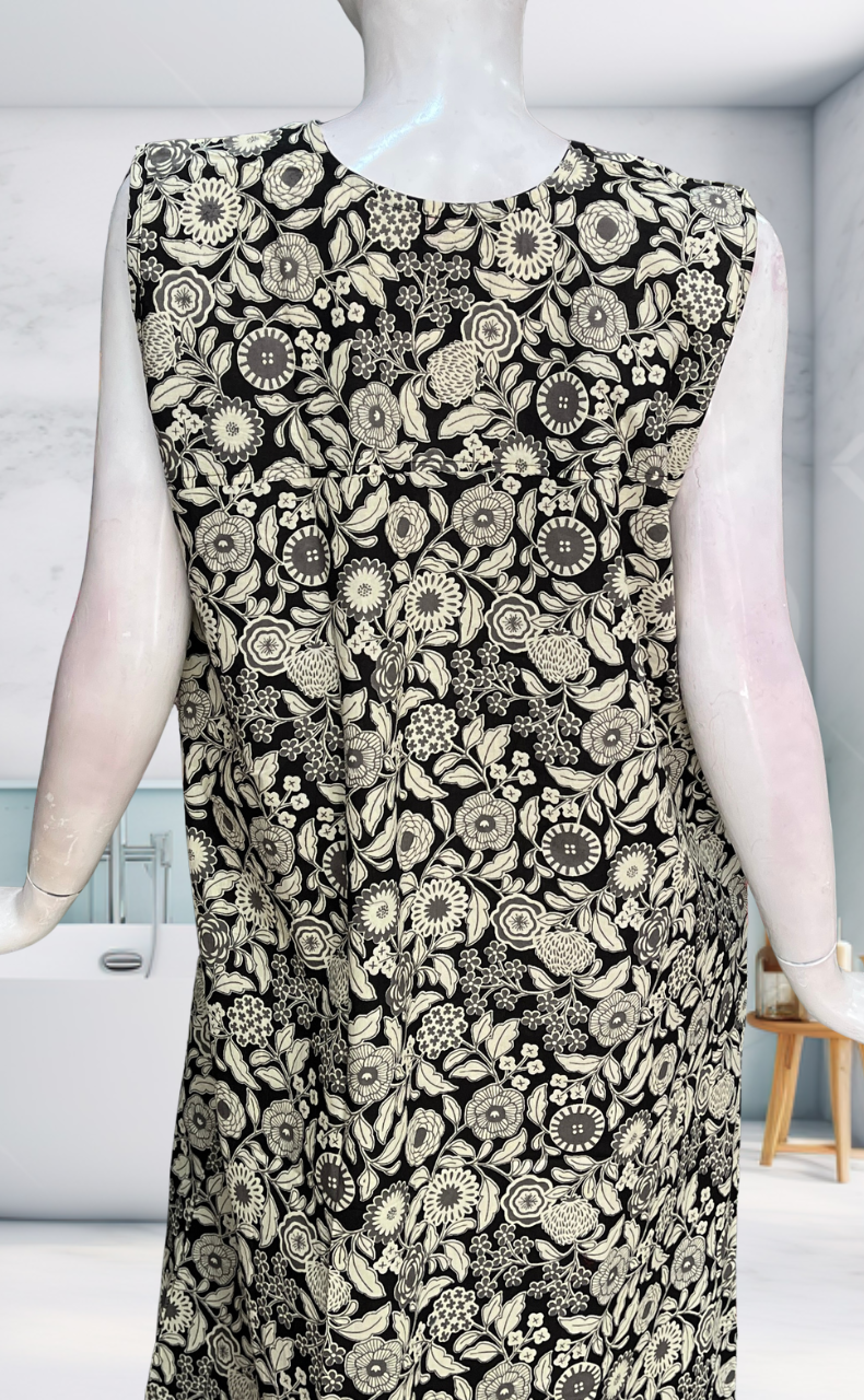 Black Garden Sleeveless Pure Cotton Nighty. Pure Durable Cotton | Laces and Frills