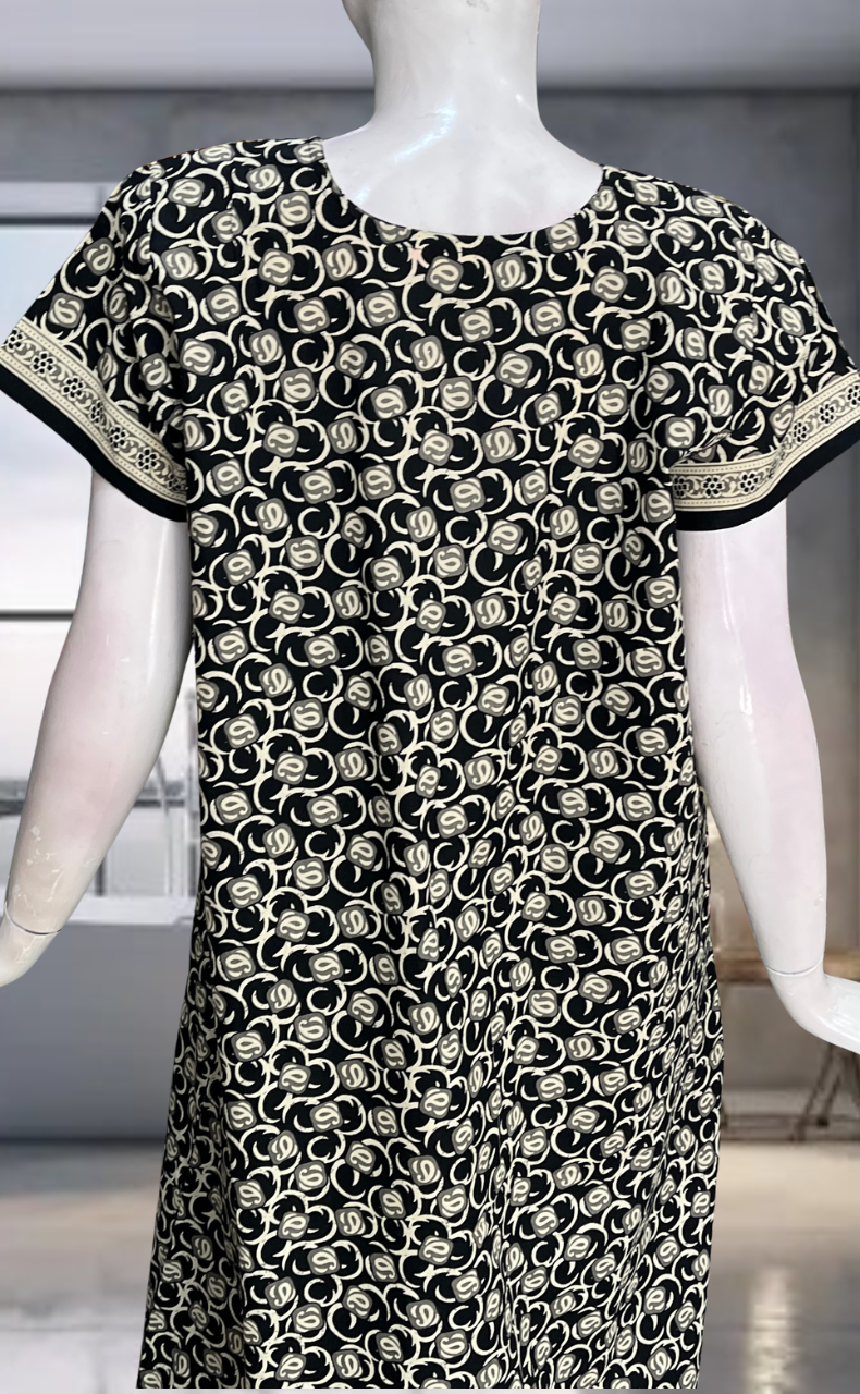 Black Flora Pure Cotton Nighty. Pure Durable Cotton | Laces and Frills