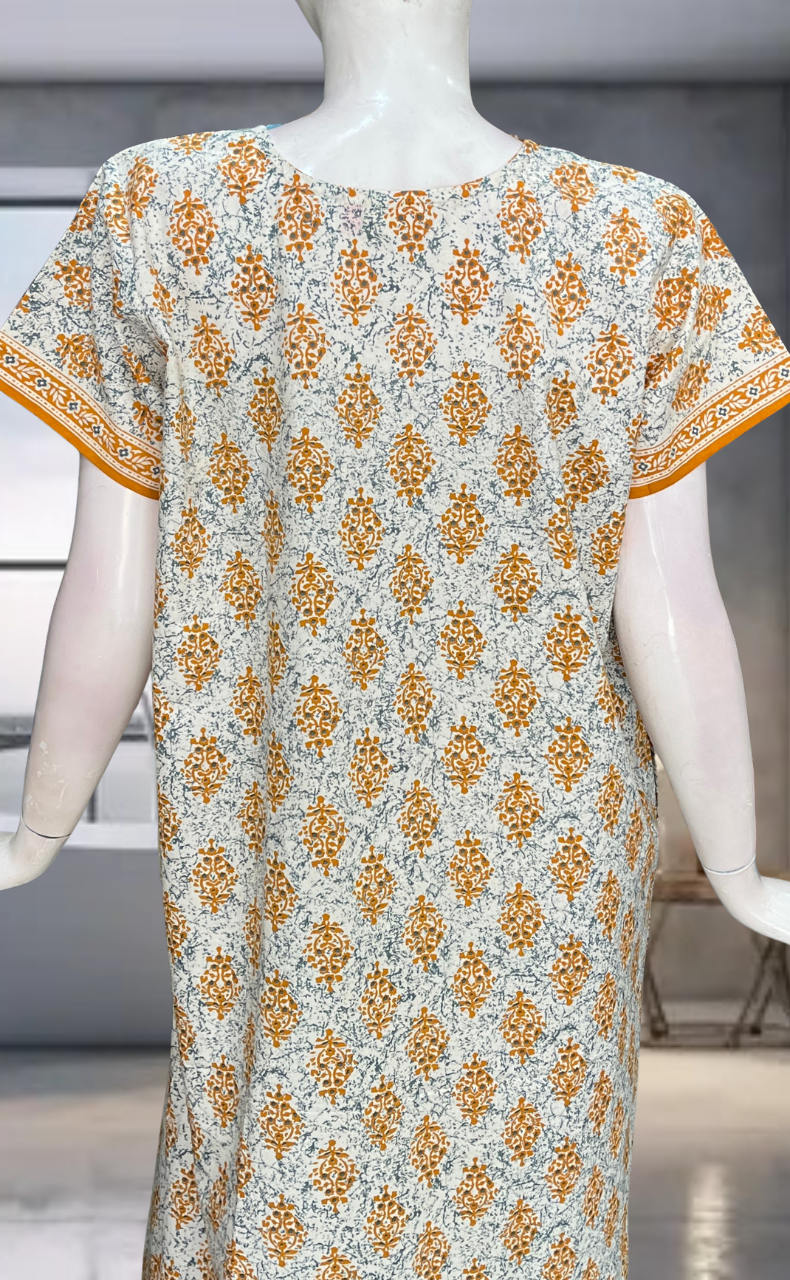 Yellow Garden Pure Cotton Nighty. Pure Durable Cotton | Laces and Frills