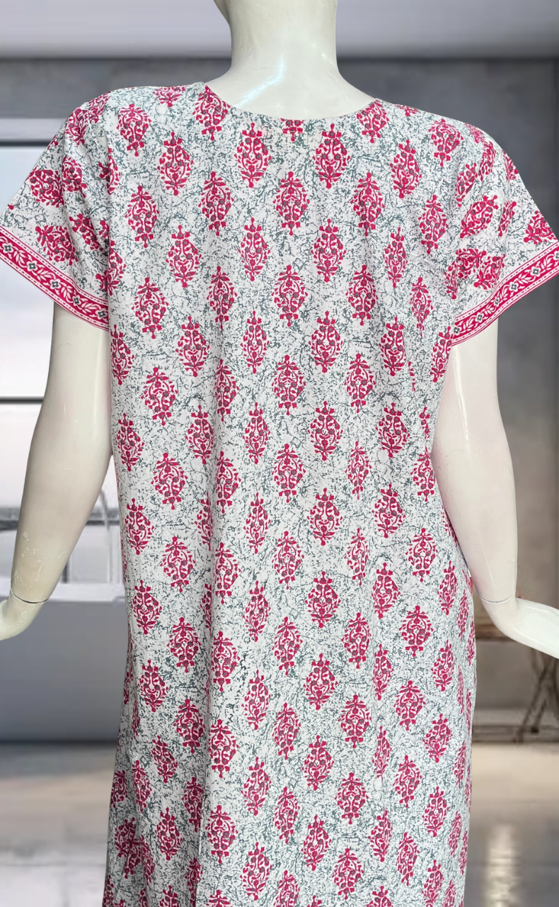 Pink Garden Pure Cotton Nighty. Pure Durable Cotton | Laces and Frills