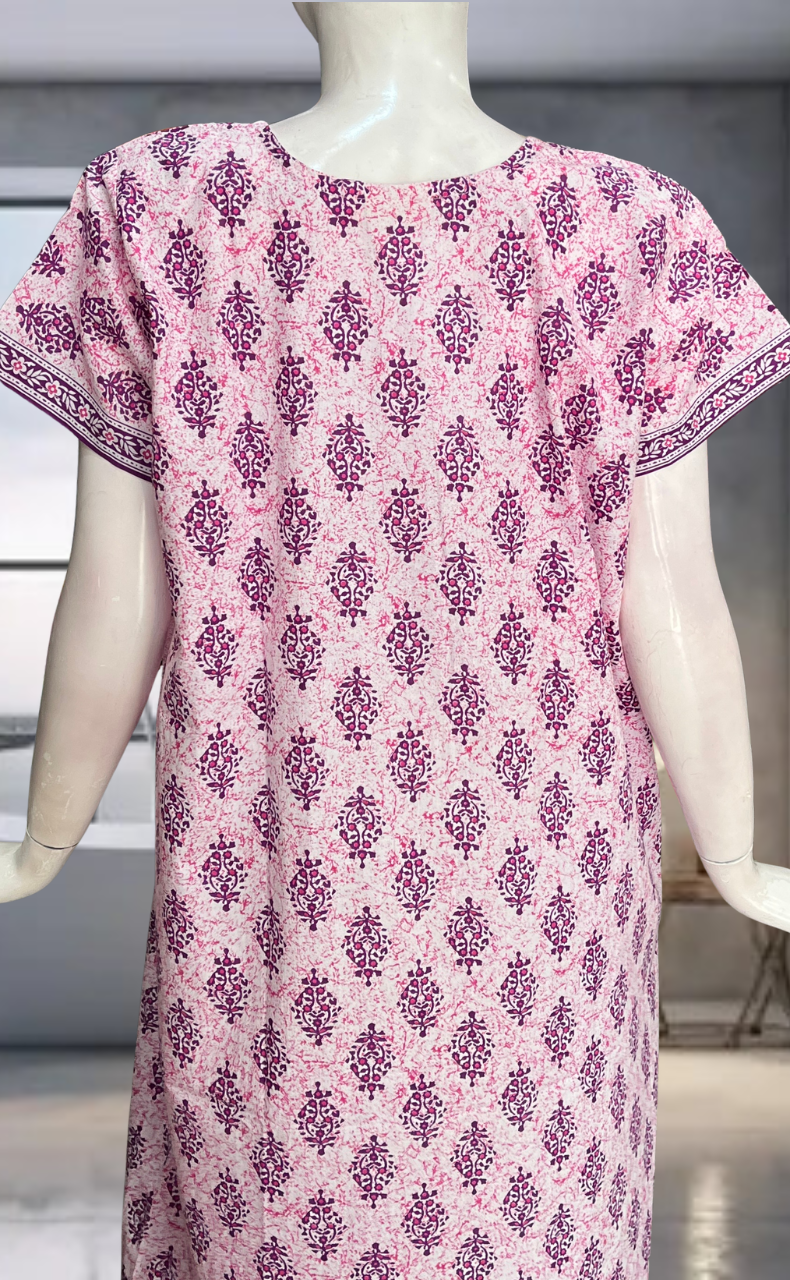 Purple Garden Pure Cotton Nighty. Pure Durable Cotton | Laces and Frills
