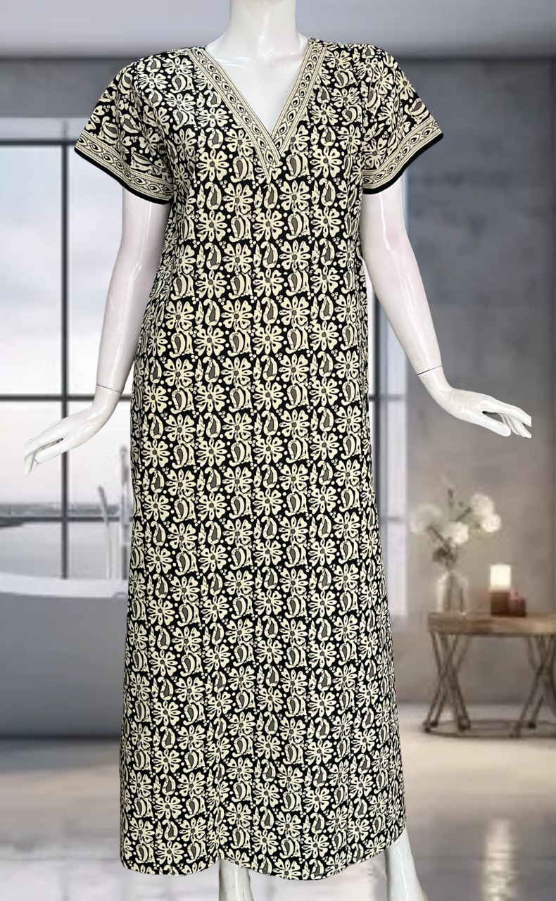 Black Garden Pure Cotton Nighty. Pure Durable Cotton | Laces and Frills