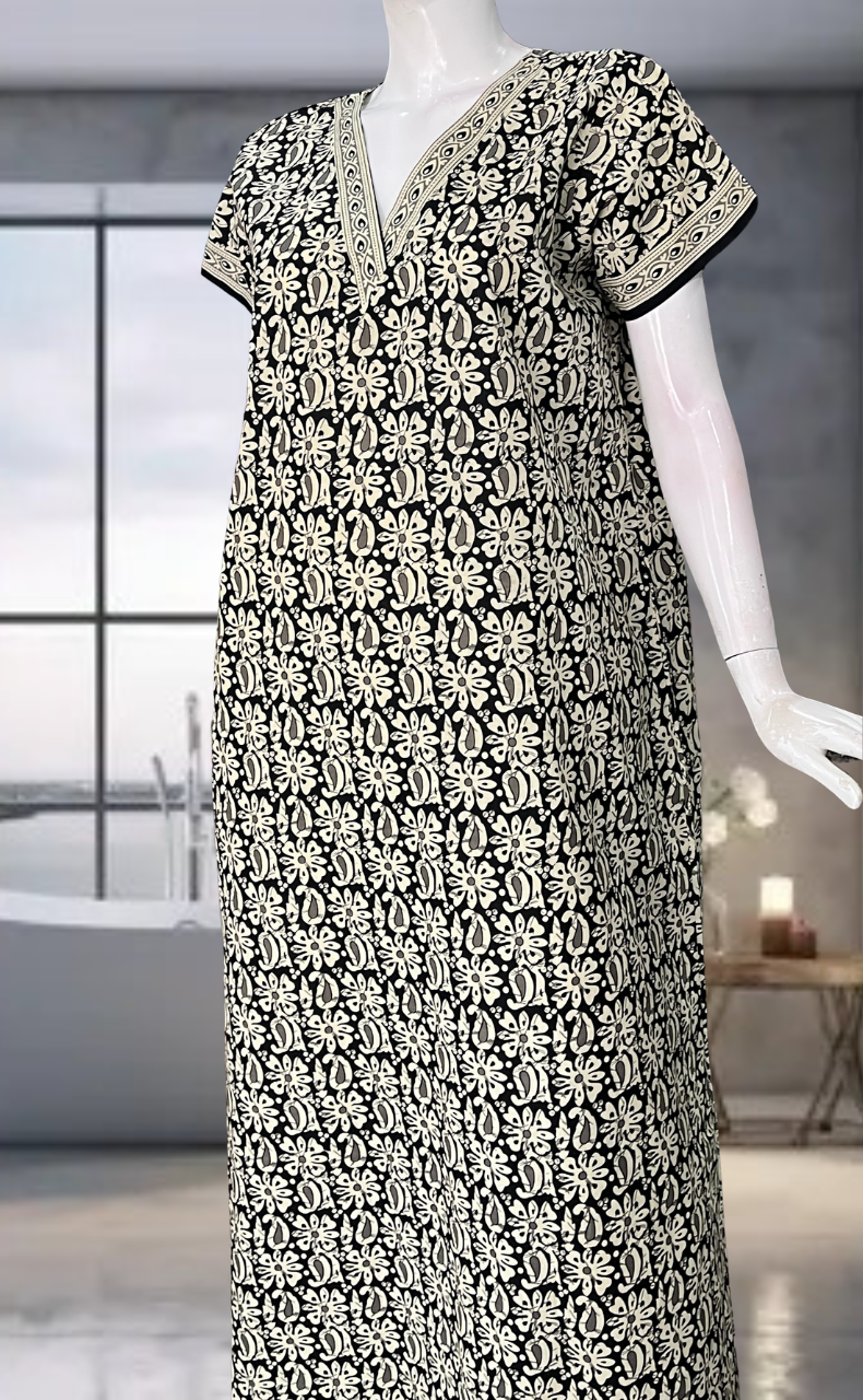 Black Garden Pure Cotton Nighty. Pure Durable Cotton | Laces and Frills