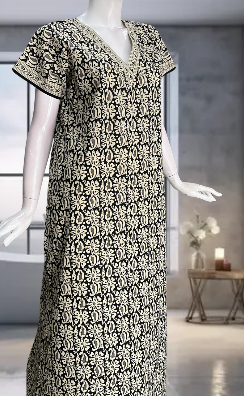 Black Garden Pure Cotton Nighty. Pure Durable Cotton | Laces and Frills