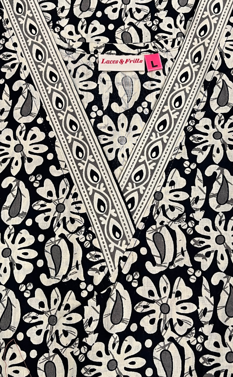 Black Garden Pure Cotton Nighty. Pure Durable Cotton | Laces and Frills