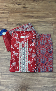 Maroon Garden Kurti With Pant And Dupatta Set  .Pure Versatile Cotton. | Laces and Frills - Laces and Frills