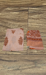 Peach/Orange Floral Kurti With Pant And Dupatta Set  .Pure Versatile Cotton. | Laces and Frills - Laces and Frills