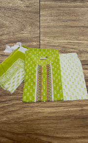 Green Butta Kurti With Pant And Dupatta Set  .Pure Versatile Cotton. | Laces and Frills - Laces and Frills
