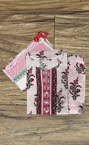 Pink Floral Kurti With Pant And Dupatta Set  .Pure Versatile Cotton. | Laces and Frills - Laces and Frills