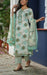 Off White/Sea Green Floral Kurti With Pant And Dupatta Set  .Pure Versatile Cotton. | Laces and Frills - Laces and Frills
