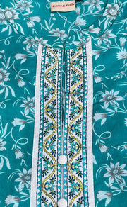 Turquoise Blue Garden Jaipur Cotton Kurti With Pathani Pant And Cotton Dupatta Set  .Pure Versatile Cotton. | Laces and Frills - Laces and Frills