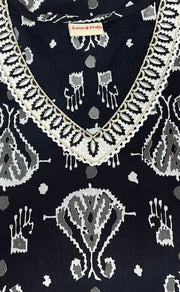 Black Jaipur Cotton Kurti With Pant And Dupatta Set  .Pure Versatile Cotton. | Laces and Frills - Laces and Frills