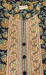Black/Mustard Garden Jaipur Cotton Kurti With Pant And Dupatta Set  .Pure Versatile Cotton. | Laces and Frills - Laces and Frills