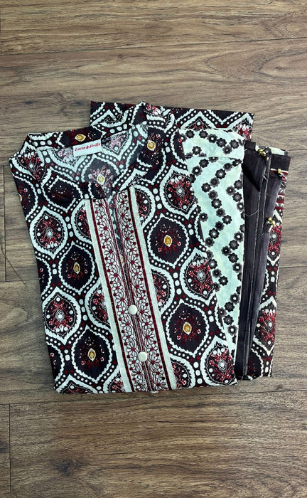 Brown/Cream Garden Jaipur Cotton Kurti With Pathani Pant And Cotton Dupatta Set  .Pure Versatile Cotton. | Laces and Frills - Laces and Frills