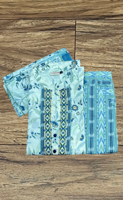 Off White/Light Blue Leafy Jaipur Cotton Kurti With Pant And Dupatta Set  .Pure Versatile Cotton. | Laces and Frills - Laces and Frills
