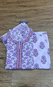 Lavender Garden Jaipur Cotton Kurti With Pant And Dupatta Set  .Pure Versatile Cotton. | Laces and Frills - Laces and Frills