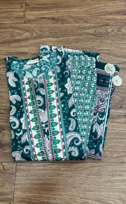 Teal Green Floral Jaipur Cotton Kurti With Pant And Dupatta Set  .Pure Versatile Cotton. | Laces and Frills - Laces and Frills