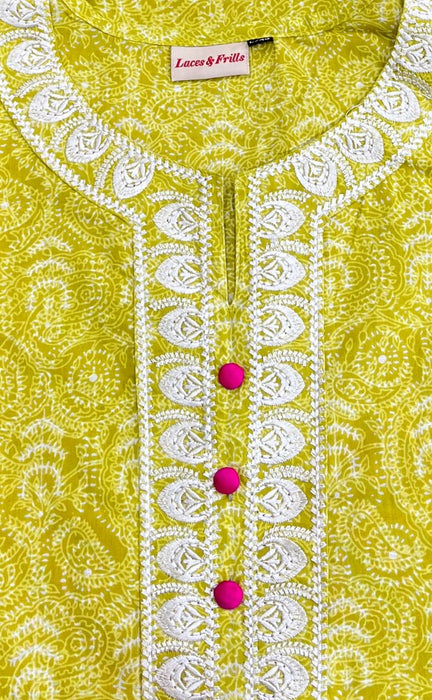 Yellow Garden Jaipur Cotton Kurti With Pant And Dupatta Set  .Pure Versatile Cotton. | Laces and Frills - Laces and Frills