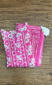 Pink Garden Jaipur Cotton Kurti With Pant And Dupatta Set.Pure Versatile Cotton. | Laces and Frills - Laces and Frills