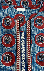 Blue Abstract Jaipur Cotton Kurti With Pant And Dupatta Set.Pure Versatile Cotton. | Laces and Frills - Laces and Frills