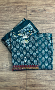 Bottle Green Garden Jaipur Cotton Kurti With Pant And Dupatta Set.Pure Versatile Cotton. | Laces and Frills - Laces and Frills