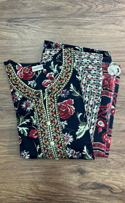 Black Garden Jaipur Cotton Kurti With Pant And Dupatta Set.Pure Versatile Cotton. | Laces and Frills - Laces and Frills